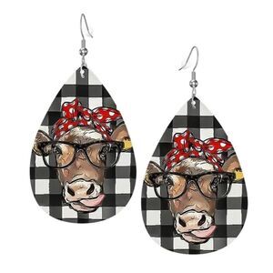 2/$10 ⭐️ 3/$12 | Faux Leather Cow Teardrop Earrings